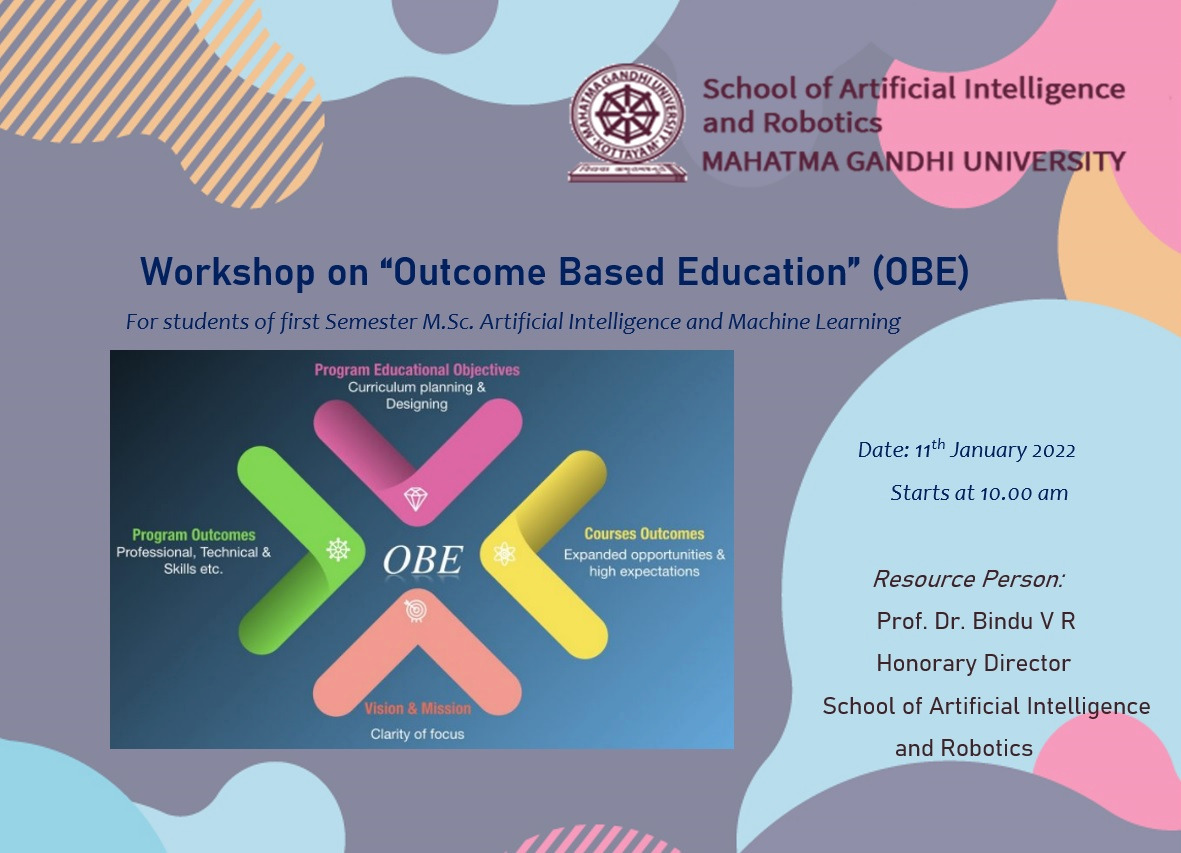 Workshop On Obe - School Of Artificial Intelligence And Robotics (sair 